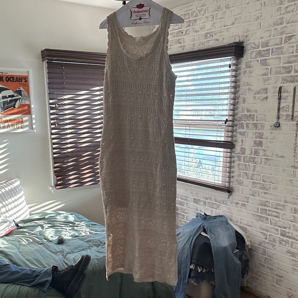 Lauren Conrad Cream Lace Midi Dress